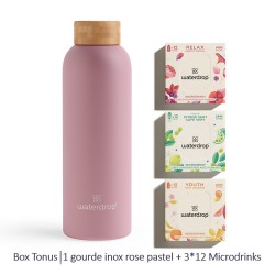 BOX TONUS - 1 GOURDE INOX ROSE PASTEL + 3*12 MICRODRINKS